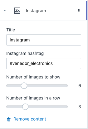 Footer instagram setting
