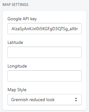 Map settings