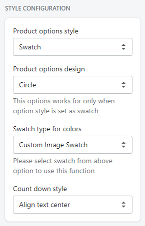 Product page style configuration