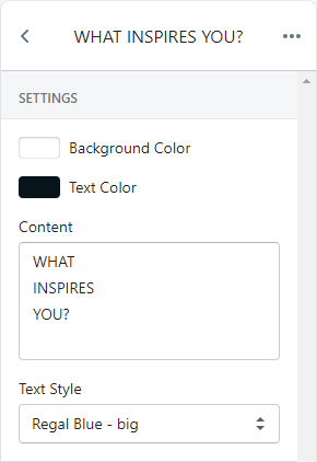 Block settings - text box