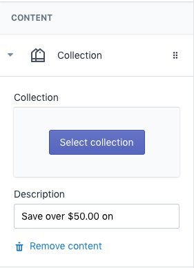 Section - Add collections to carousel