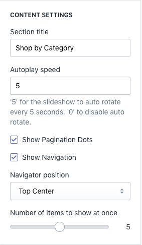 Section - Collections carousel content setting