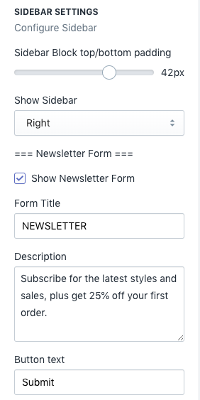 Section Sidebar Setting - Section with sidebar 1