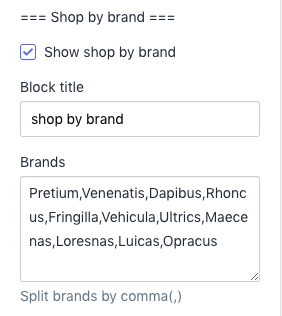Sidebar Shop By Brand Setting - Section with sidebar 2