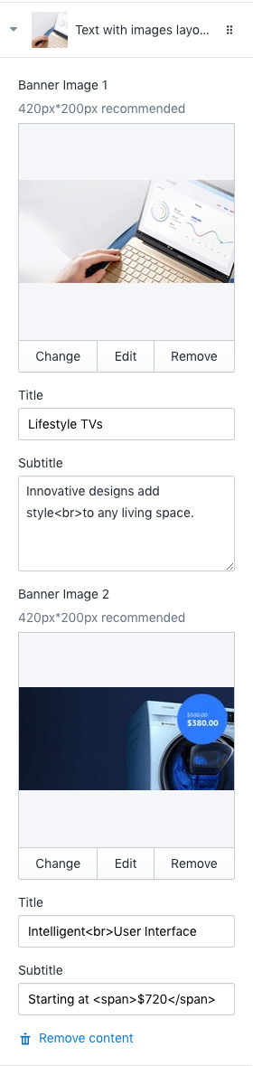 Section Image Layout 3 Setting - Section with sidebar 2