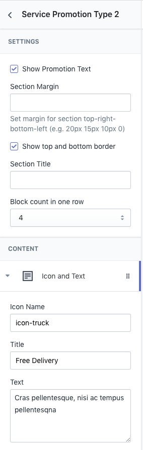 Section Setting - Service Promotion Type 2