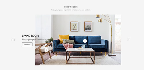 Fixed-width with left padding - Slideshow with lookbook
