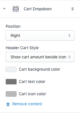 Topbar cart dropdown setting