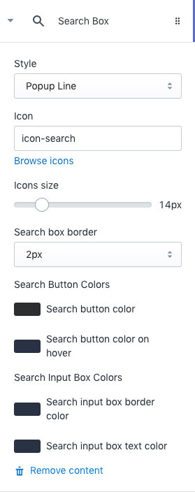 Header search setting