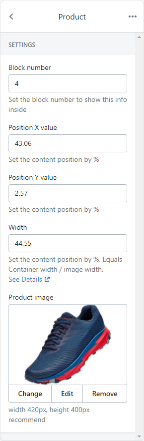 Block settings - price info